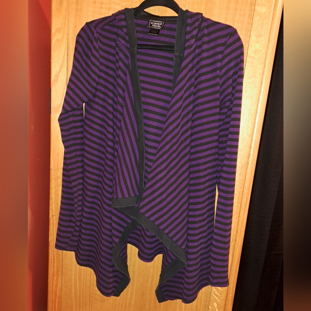 Midnight Hour Purple and Black Striped Cardigan